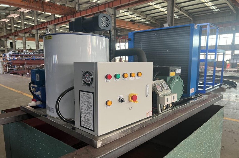Machine à glace en écailles de 1 tonne avec compresseur Bitzer et salle de stockage de glace de 1 000 kg – Kenya